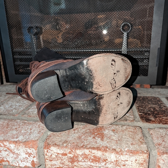 FreeBird Coal Navy Blue Suede Lace Up Corset Boots Size 7 - Picture 12 of 16